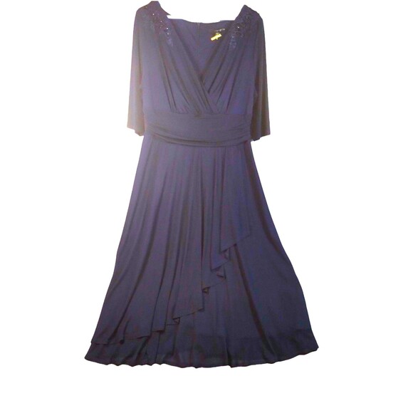 Dress Women's 14W Navy Knit Wedding Guest Ceremony Dynasty Style Bling Mother - Picture 1 of 12